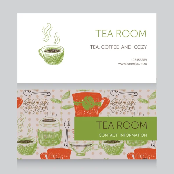 Tea room business card template — Stock Vector