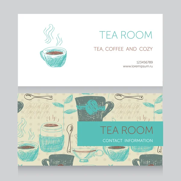 Tea room business card template — Stock Vector