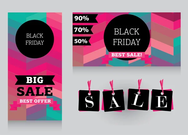 Set van ontwerpsjabloon voor black friday koop — Stockvector