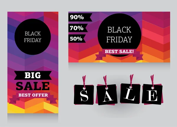 Set van ontwerpsjabloon voor black friday koop — Stockvector