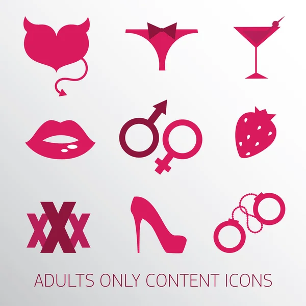 Conjunto de iconos sexy para contenido solo para adultos — Archivo Imágenes Vectoriales