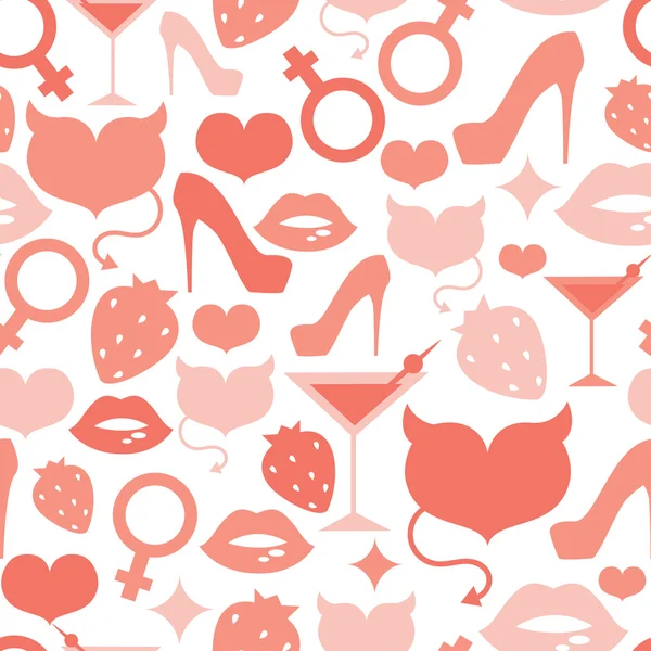 Textura perfecta con iconos femeninos — Vector de stock