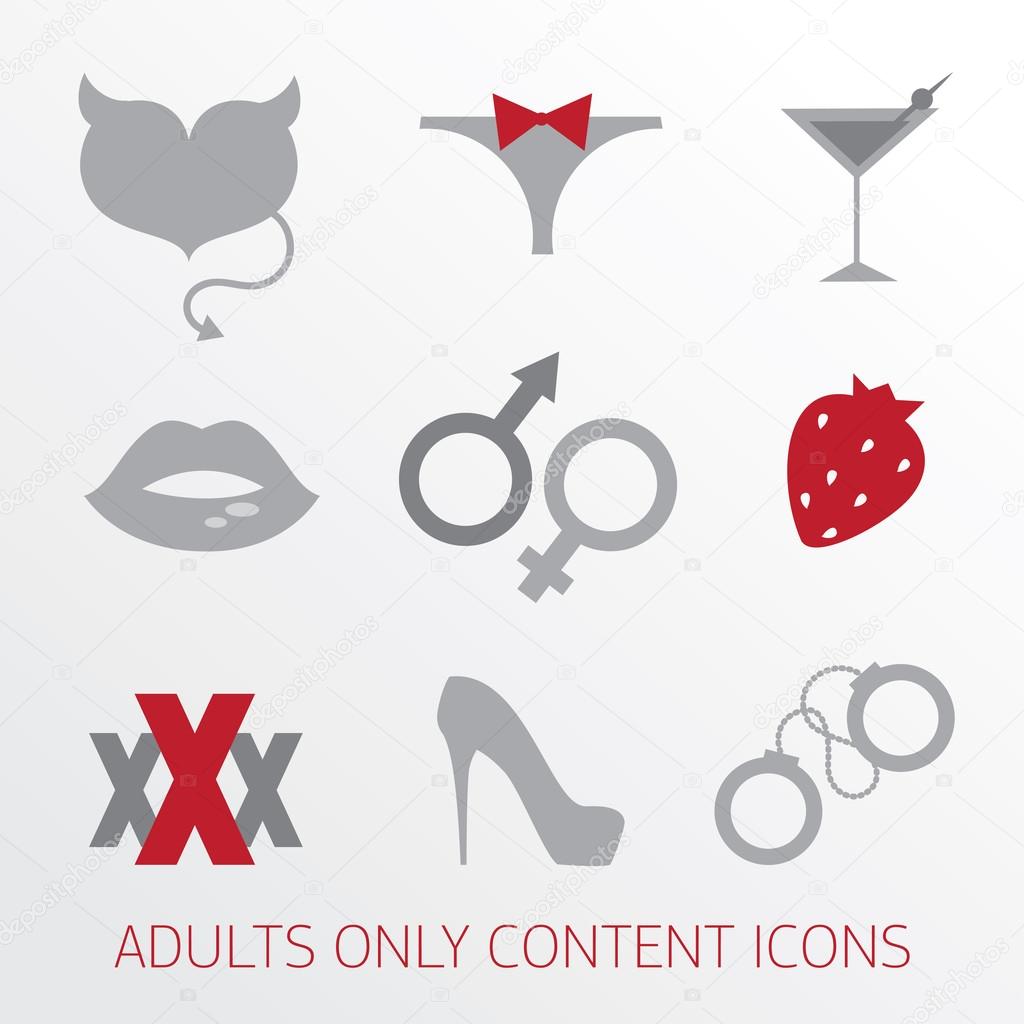 Sexy icons set for adult only content