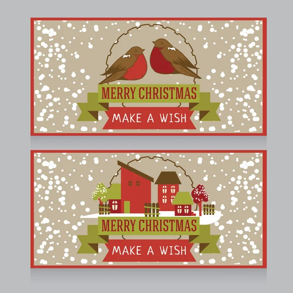 Zwei süße Weihnachtskarten — Stockvektor
