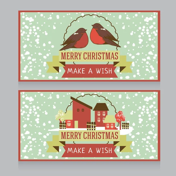 两个可爱的圣诞贺卡 — 图库矢量图片