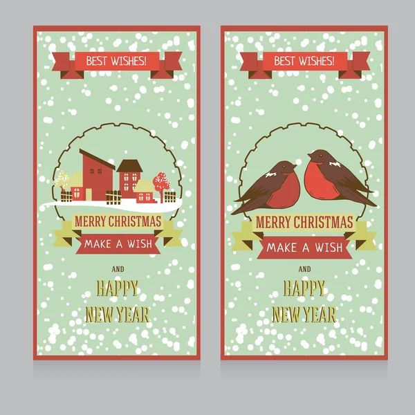 Deux jolies cartes de Noël — Image vectorielle