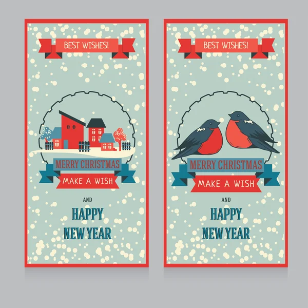 Dos tarjetas de Navidad lindo — Vector de stock
