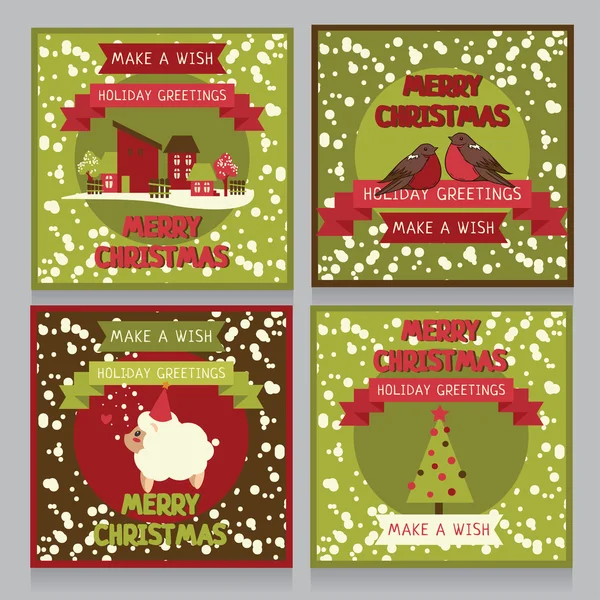 Χριστουγεννιάτικες κάρτες σε στυλ ρετρό — Διανυσματικό Αρχείο
