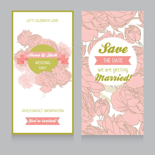 Convite de casamento floral — Vetor de Stock