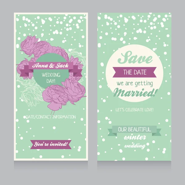 Invierno boda invitación plantilla — Vector de stock