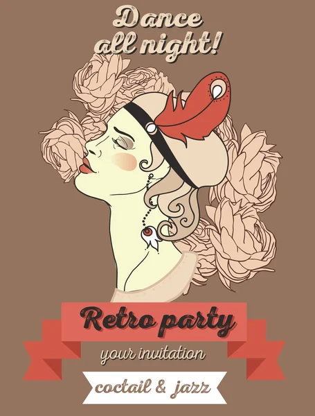 Retro party invitation design with sample text, — Stock Vector