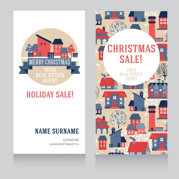 Cartes immobilières pour la vente de Noël — Image vectorielle