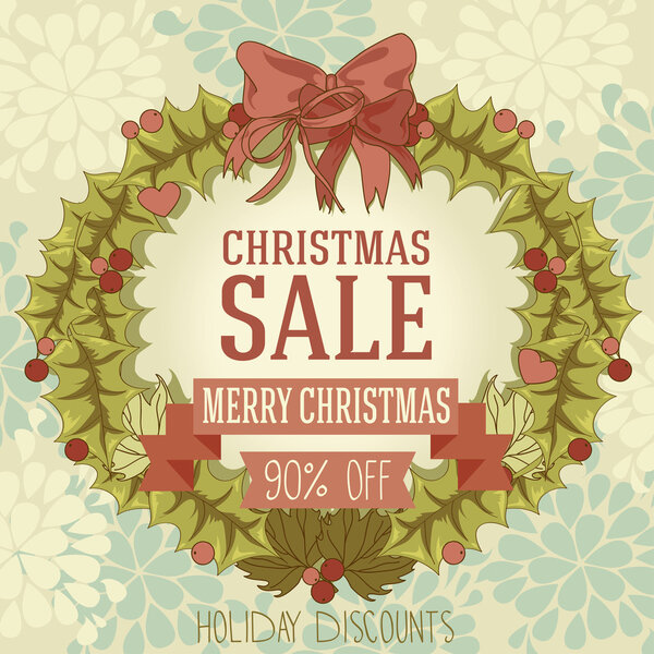 Холли оставляет сформированную рамку для рождественской распродажи баннера
