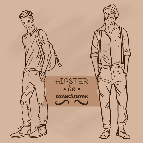 Zwei Hipster-Mode trendige Männer — Stockvektor