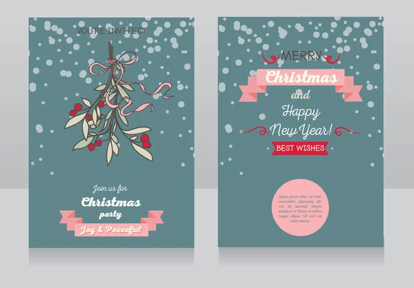 Weihnachtskarte mit Mistel — Stockvektor