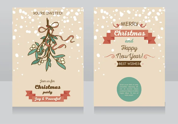 Tarjeta de Navidad con muérdago — Vector de stock