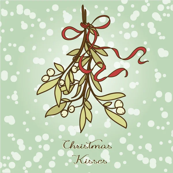 Різдвяна листівка з омели — стоковий вектор