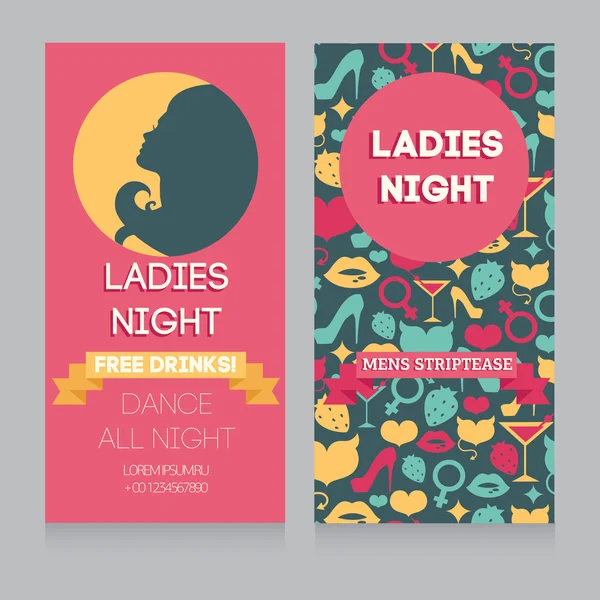 Vorlage für Ladies Night Party im Retro-Stil — Stockvektor