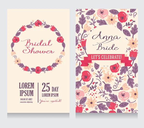 Carte d'invitation de douche nuptiale — Image vectorielle