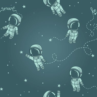 Şirin doodle astronotlar uzayda