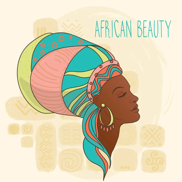 Profilo di Beautiful African American woman — Vettoriale Stock