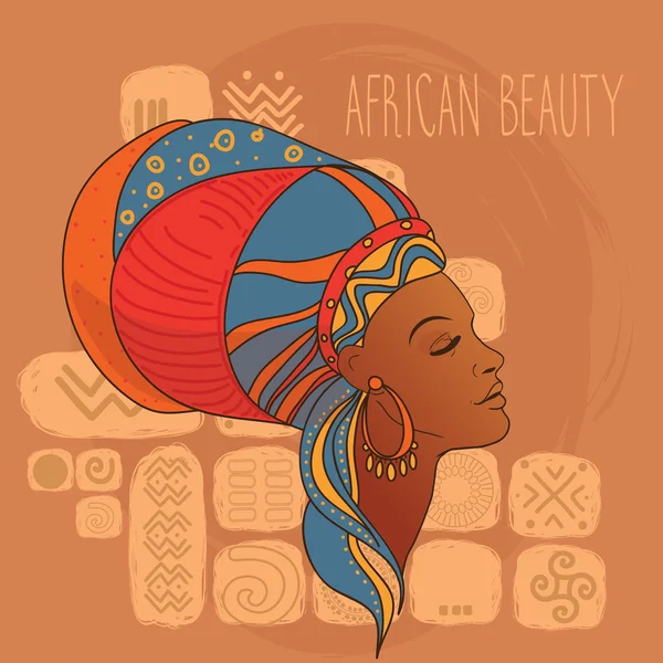 Perfil de Beautiful African American woman — Vector de stock