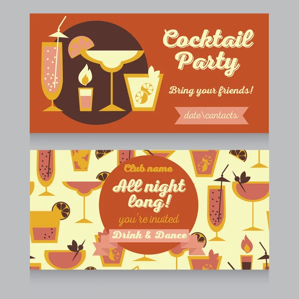 Template for cocktail party in retro style — Stock Vector