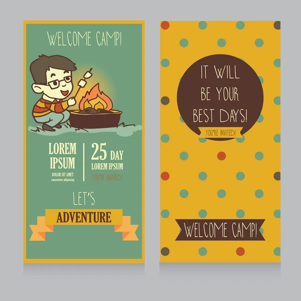 Templat undangan untuk kamp anak-anak Stok Ilustrasi Bebas Royalti