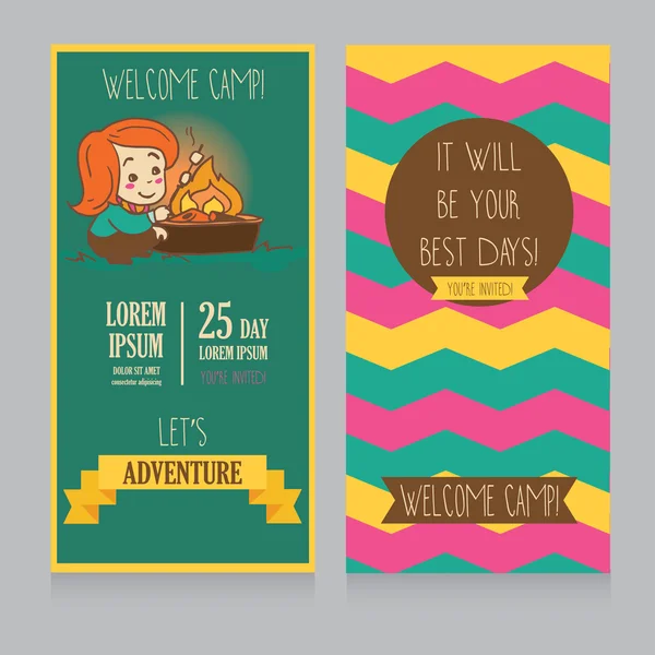 Templat undangan untuk kamp anak-anak Stok Vektor