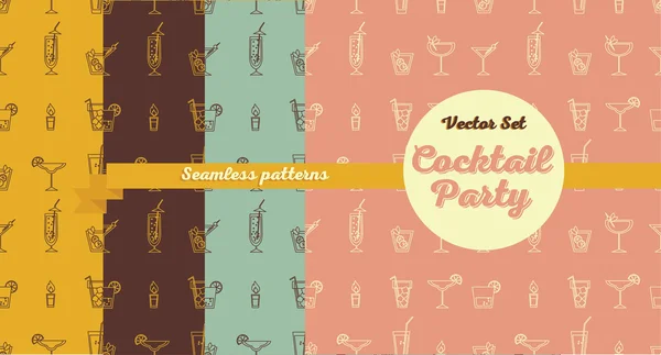 Collection of seamless backgrounds with cocktails — Stock Vector