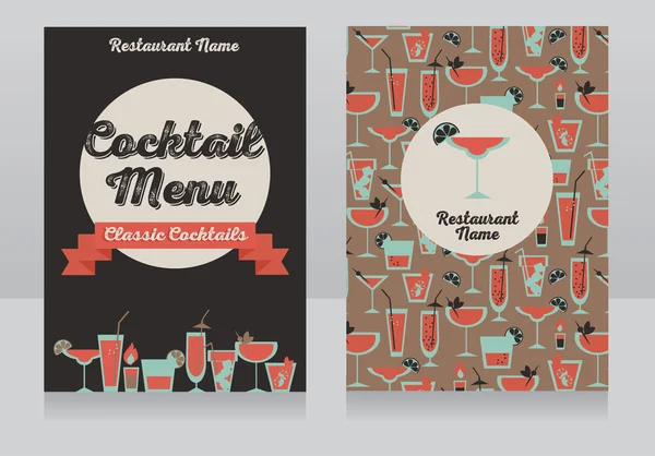 Modelo de menu Cocktails — Vetor de Stock