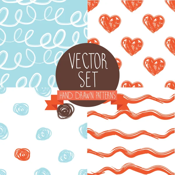 Set van abstracte vector naadloze patronen — Stockvector