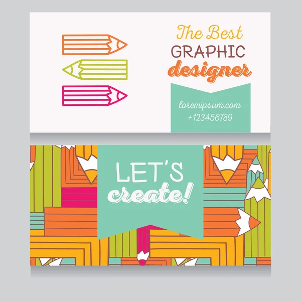 Business card template for graphic designer or creative agency — Stock Vector