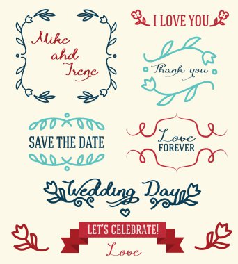 Tasarımınız için çiçek dekoratif öğeleri koleksiyonu