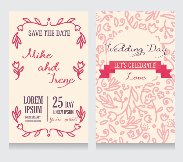Όμορφη floral γάμος πρόσκληση — Διανυσματικό Αρχείο
