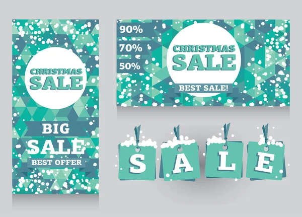 Set of banners and decorative elements for christmas sales — Stock Vector