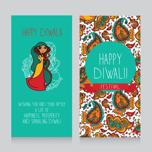 Tarjetas de felicitación Diwali — Archivo Imágenes Vectoriales