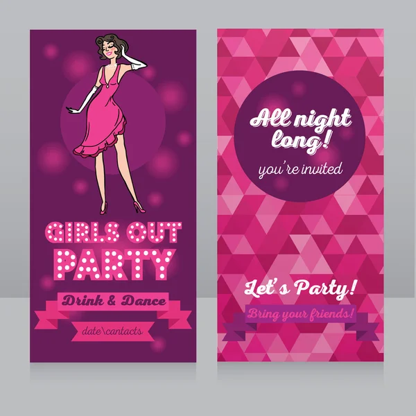 Template for ladies night party with beautiful girl — Stock Vector