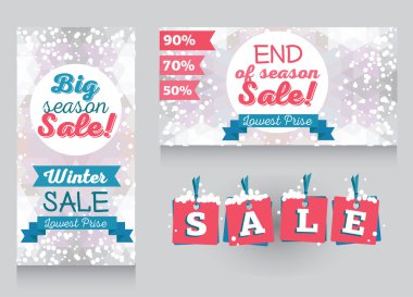 Sezon kış satış için promo kart dizisini