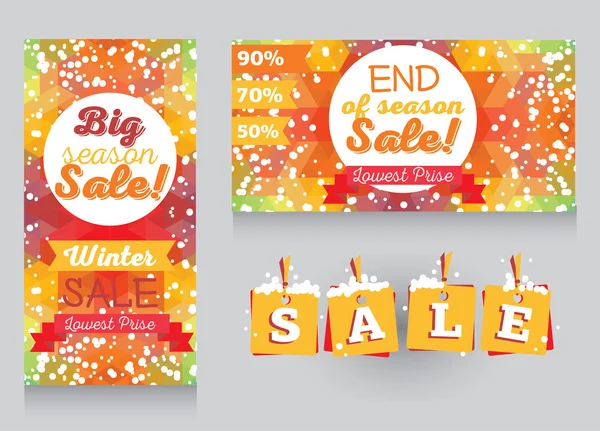 Set of promo cards for season winter sales — Stock Vector