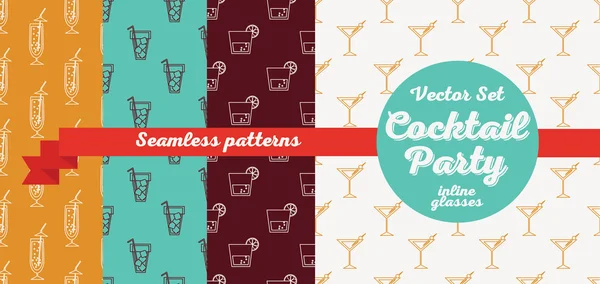 Collection of seamless backgrounds with cocktails — Stock Vector