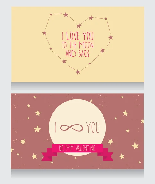 Tarjetas estrelladas para el día de San Valentín — Vector de stock