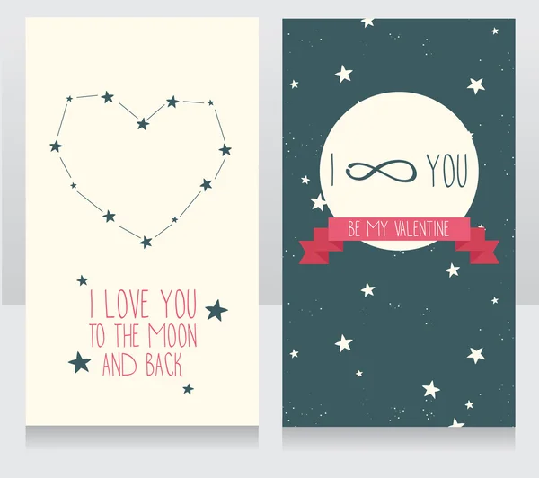 Sevgililer günü için yıldızlı kartları — Stok Vektör