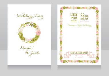 Beautiful floral wedding invitation clipart