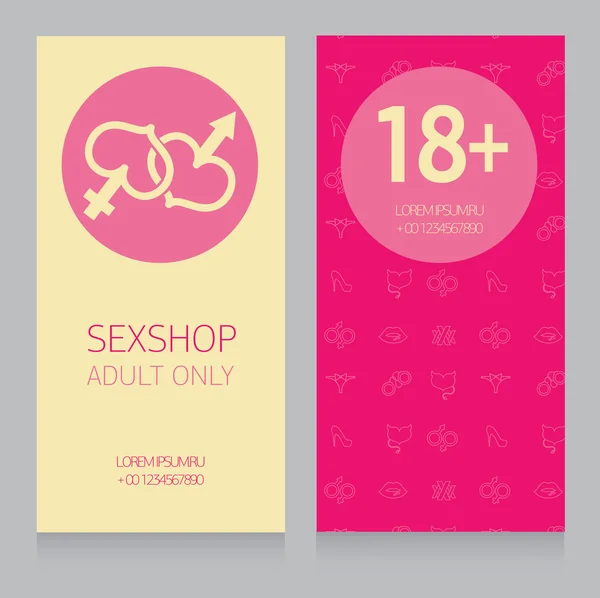 Modello di biglietto da visita per sexy shop, xxx design — Vettoriale Stock