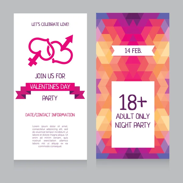 Invitation template for Valentine's Day, adults only party banner — Stock Vector