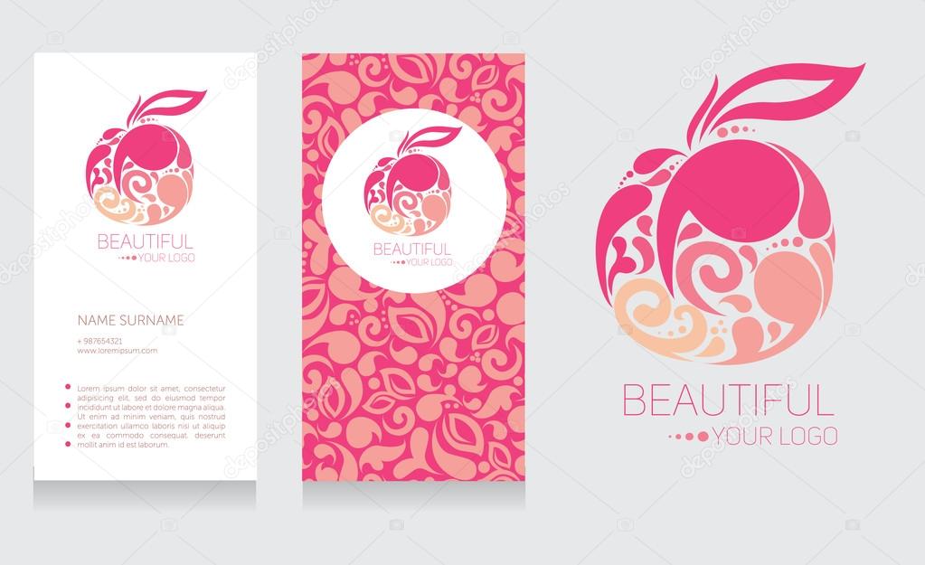 Business card template and abstract icon, beautiful fruit design