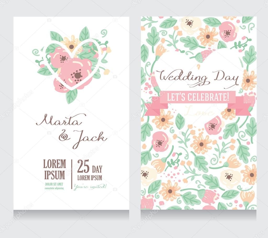 Beautiful floral wedding invitation