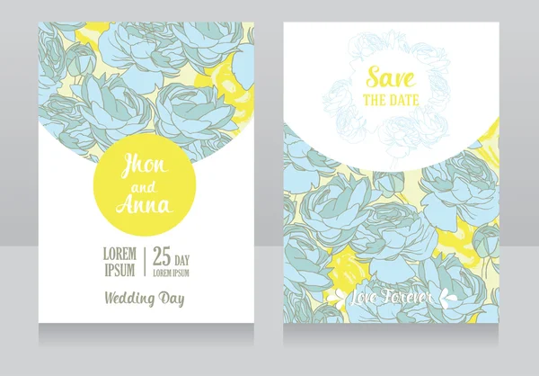 Rosas tarjetas de boda, hermoso diseño — Vector de stock