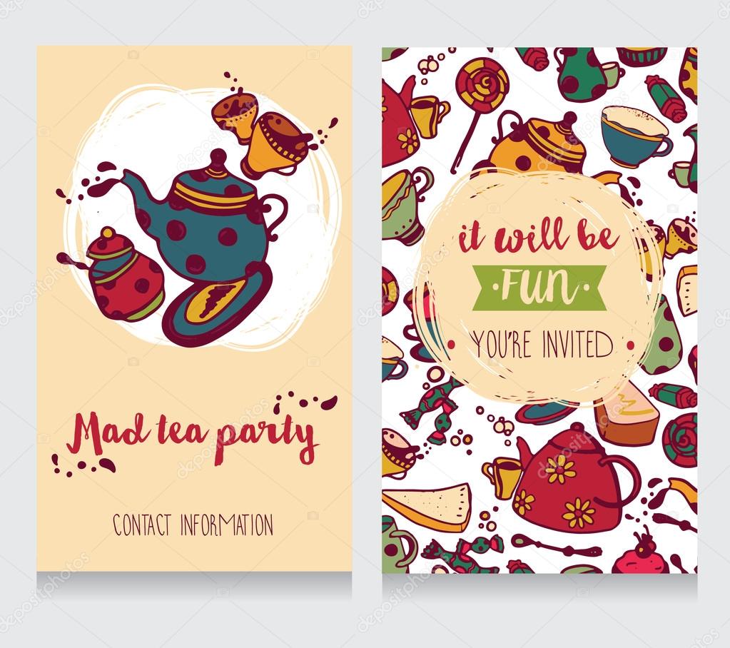 Invitation card for mad tea party or cute funny business card for tea room Stock Vector Image by ©ghouliirina #64756989 Invitation card for mad tea party or cute funny business card for tea room Stock Vector Image by ©ghouliirina #64756989